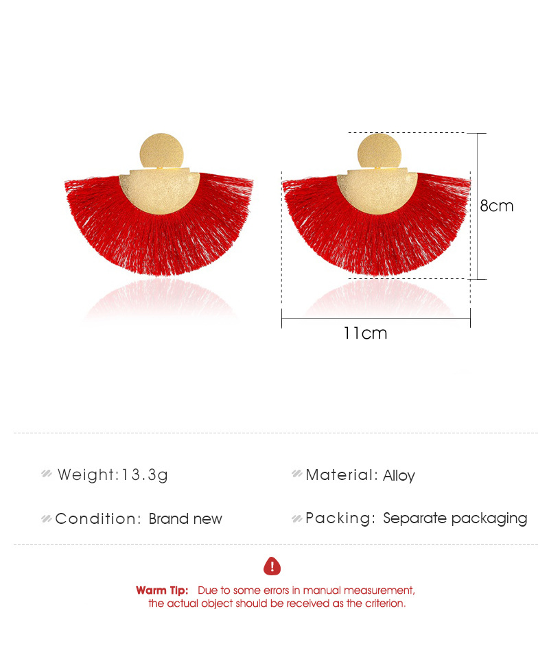 New Bohemian Retro Frosted Tassel Exaggerated Fan-shaped Earrings Wholesale display picture 1