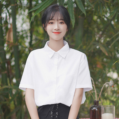 厂家现货批发 日本正统学生尖领jk短袖衬衫   学院风白衬衫