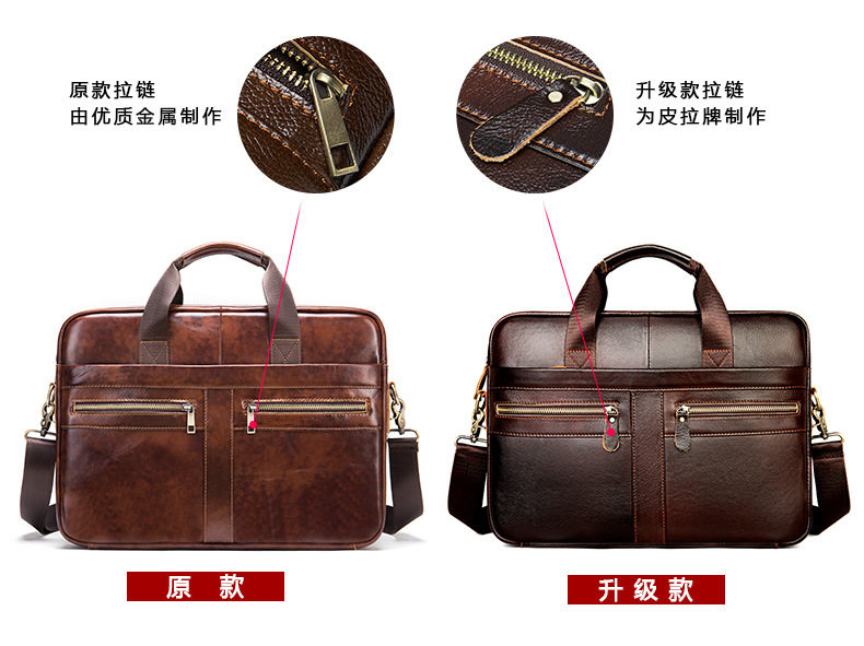 Túi công sở nam da bò thật 39×7×27 cm đựng laptop 14 inch, đeo vai và xách tay — 1115 Màu đen, Màu đen, 1116 màu đen, Cà phê 1116 chi tiết 10