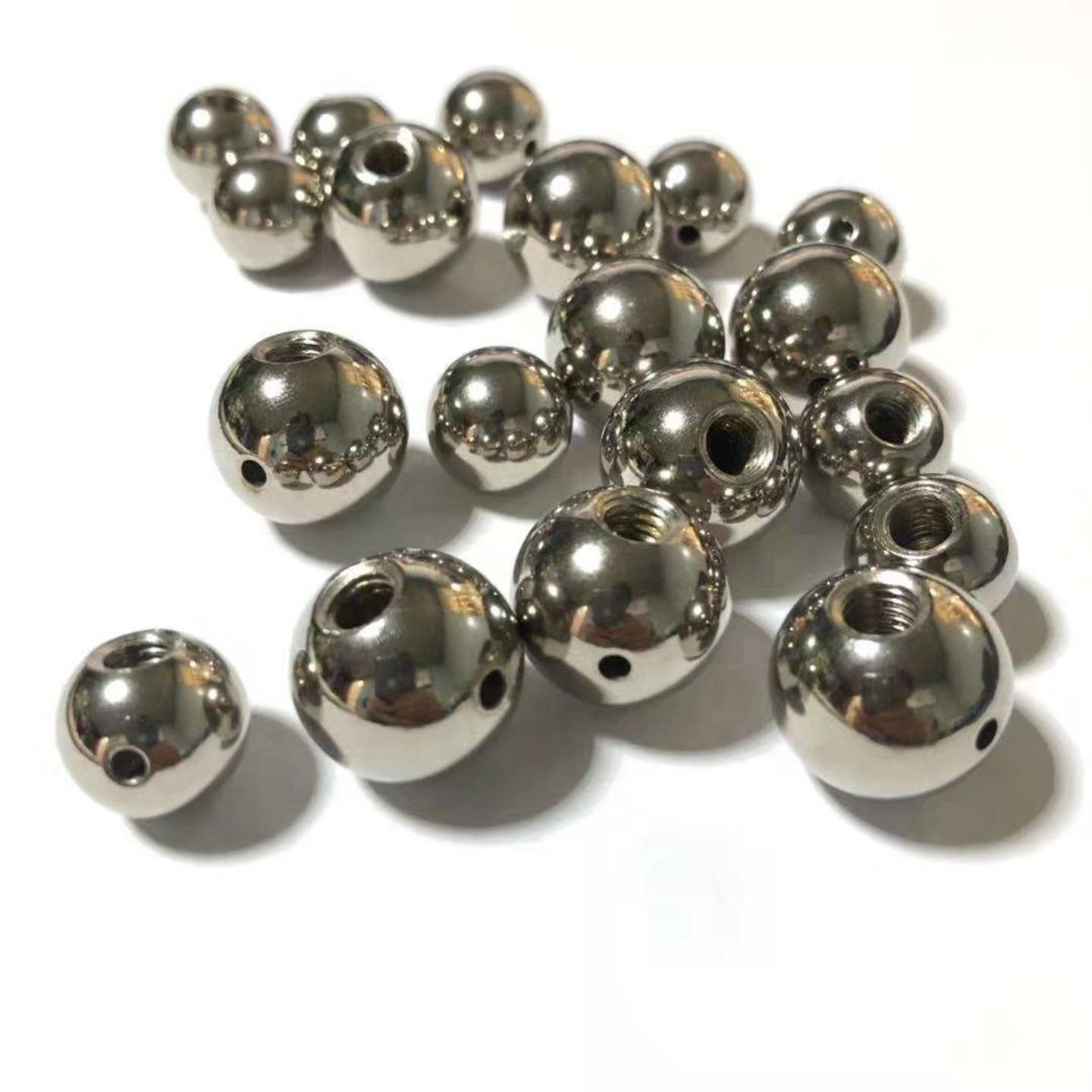 厂家加工美缝钢珠 打孔攻牙不锈钢珠螺纹钢球电镀出售