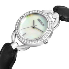 威琴韓版女士手表時尚鑲鑽貝殼面學生皮帶石英表 外貿熱銷款W4385
