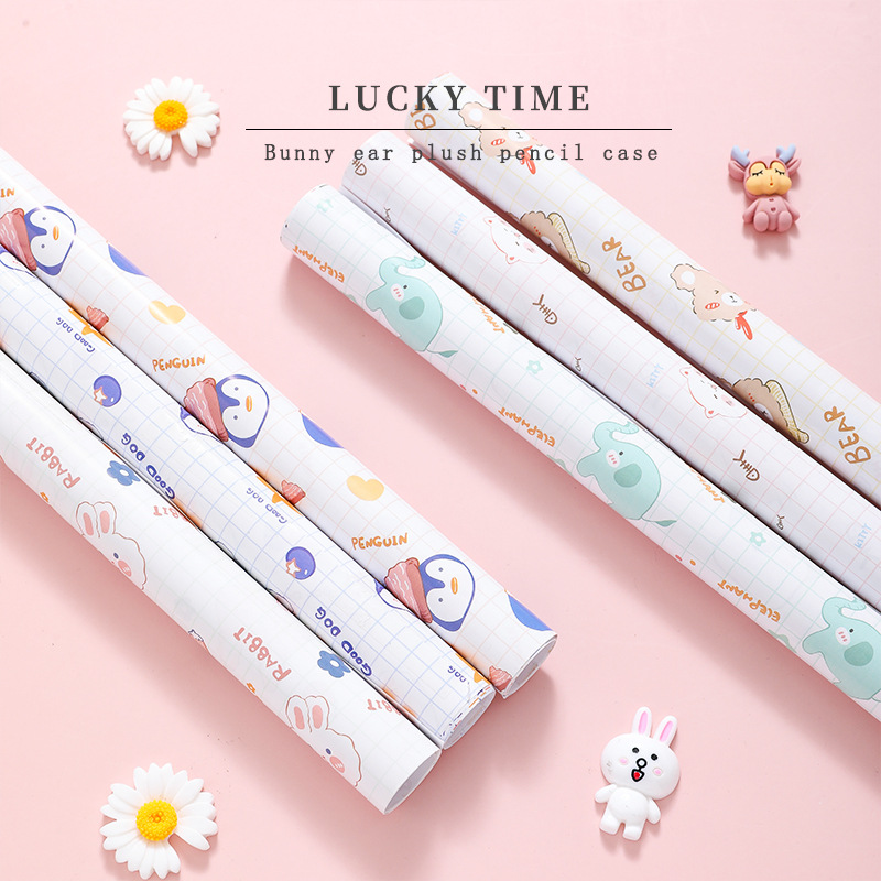 开学文具批发 幸运时光包装纸不防水墙纸牛皮纸包书纸 实力工厂