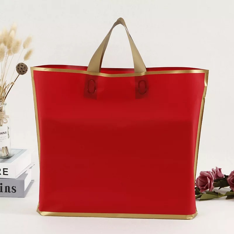 Espesado esmerilado EVA borde dorado embalaje portátil bolsa de plástico cosméticos regalo personalizado bolsa de ropa de compras envío gratuito