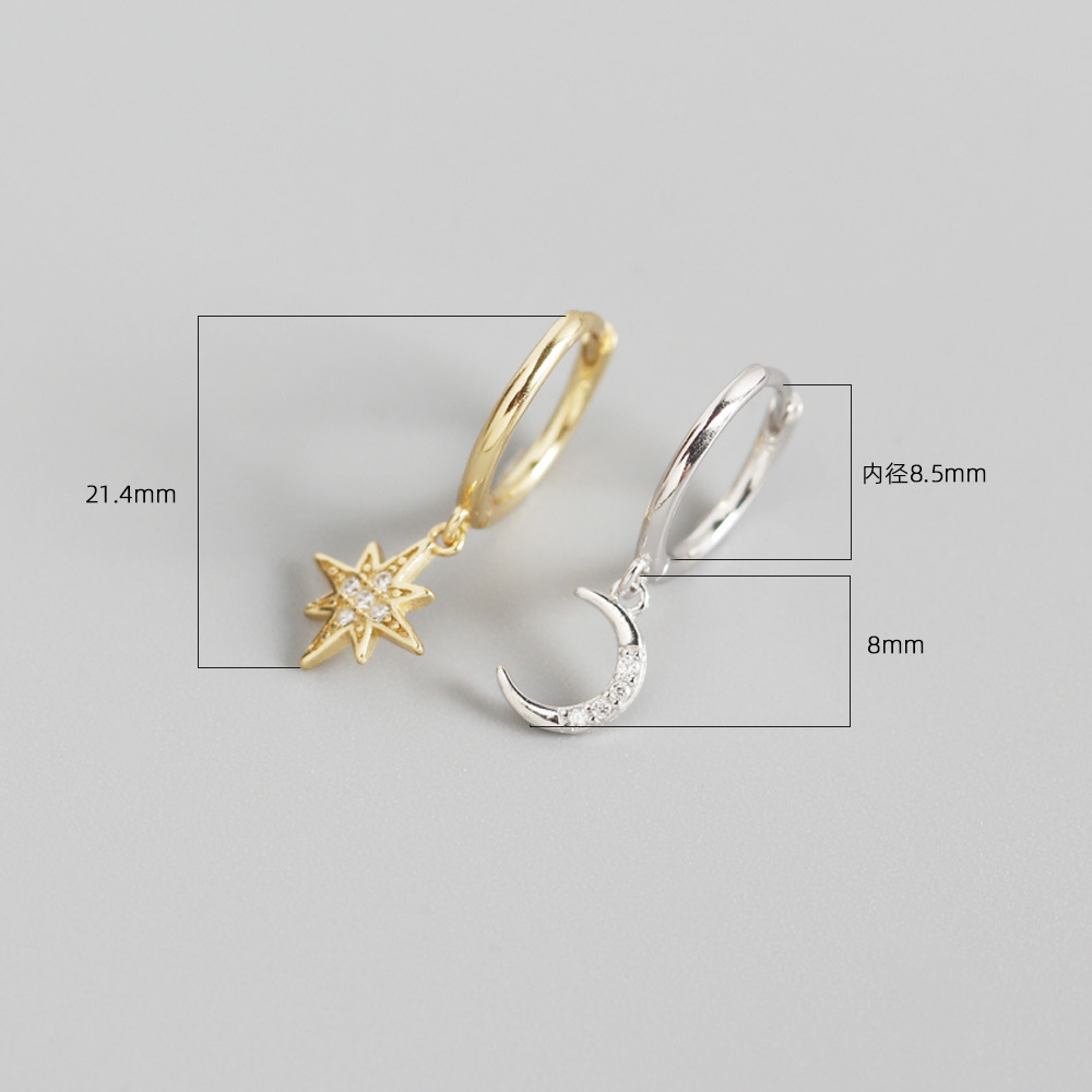 0.03µm Gold Plating Thickness 925 Sterling Silver Gem Geometric Earrings Ear Studs