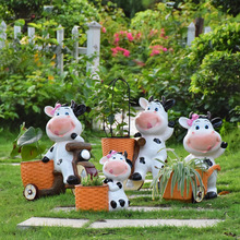 卡通奶牛花缸户外花园林庭院幼儿园装饰景区装饰品工艺品花盆摆件