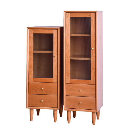 Cloudy Cherry Wood Side Cabinet, Nordic TV Stand Side Cabinet Combination, Modern Minimalist Living Room Wooden Storage Cabinet