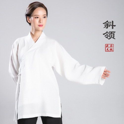 tai chi clothing chinese kung fu uniforms for women and menTaoist robe with oblique collar linen martial arts training suit