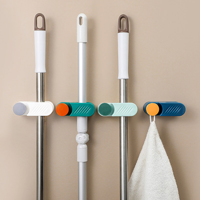 拖把夹挂钩挂架免打孔壁挂扫把卫生间置物架墙上收纳神器粘胶家用|ms