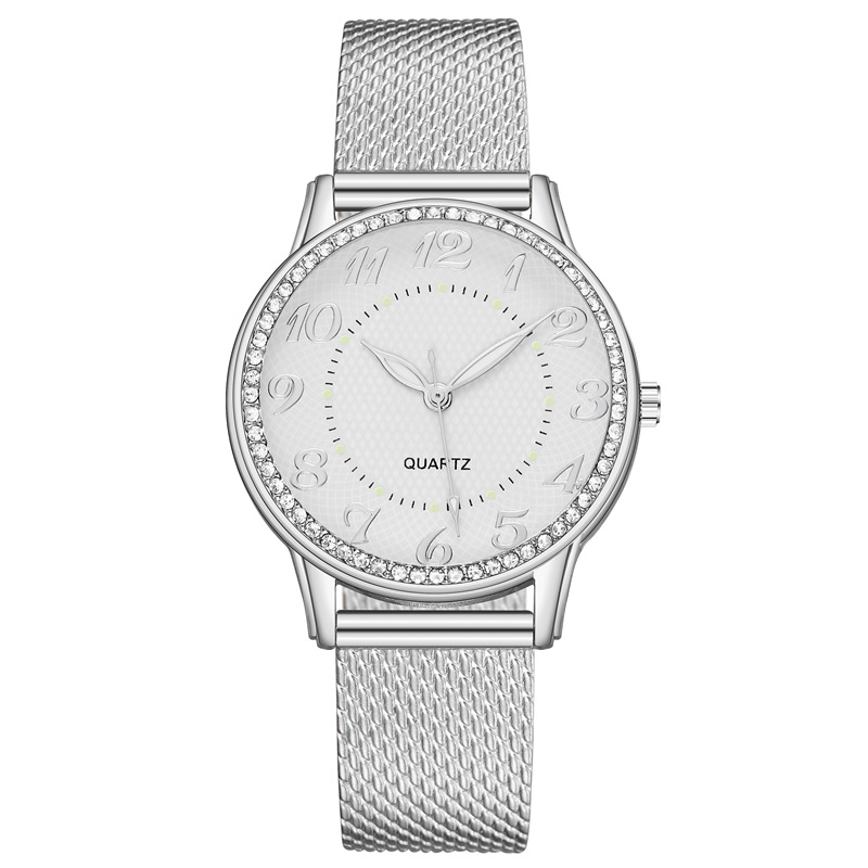 Solid Color Pattern Casual Solid Color Mesh Belt Buckle Silica Gel Strap Quartz Watch