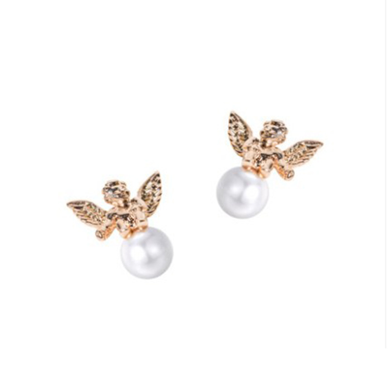 New Fashion Lucky Pearl Angel Earrings Wholesale display picture 7