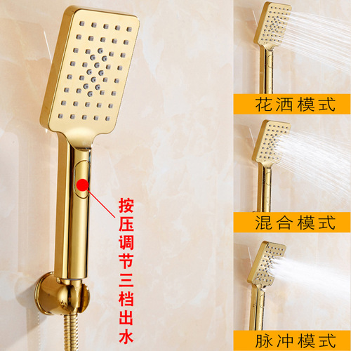 All-copper bathtub triple hot and cold faucet bathroom shower bathroom mixing valve simple shower set bath