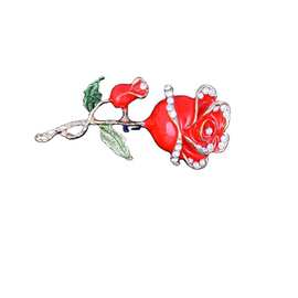 随变  欧美新款玫瑰花胸针胸花 优雅合金镶水钻衣饰饰品批发