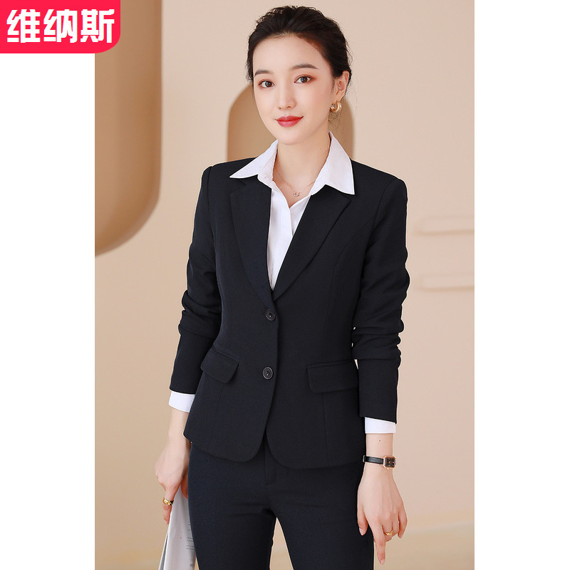 Autumn and Winter Fleece-Lined Professional Suit for Women, Two-Button Long-Sleeve Blazer, Ol White-Collar Business Professional Outfit with Fleece-Lined and Thickened Pants Autumn and Winter Fleece-Lined Professional Suit for Women, Two-Button Long-Sleeve Blazer, Ol White-Collar Business Professional Outfit with Fleece-Lined and Thickened Pants