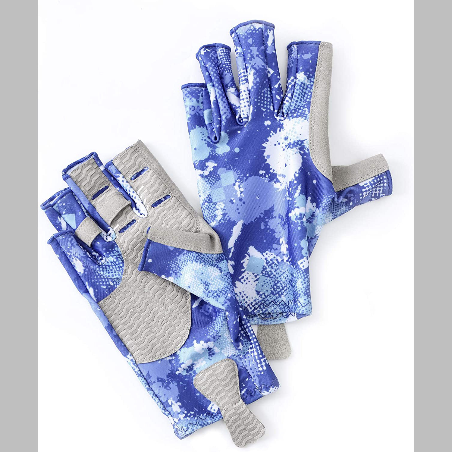 新款超纤防滑钓鱼手套 户外运动渔具垂钓用品露三指钓鱼手套批发