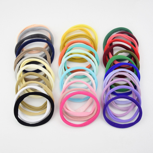 Children's nylon seamless elastic hairband elastic band hairband infant headband baby DIY hair accessories solid color headband