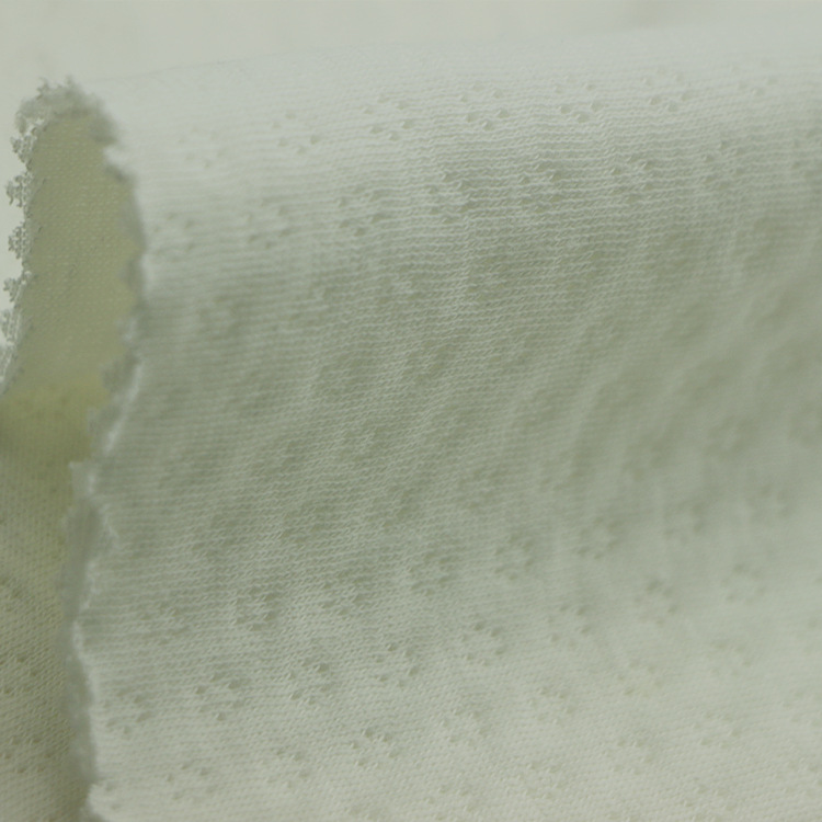 女装童装口罩面料六点雪花型针织纬编棉涤色织提花夹丝3D空气层布