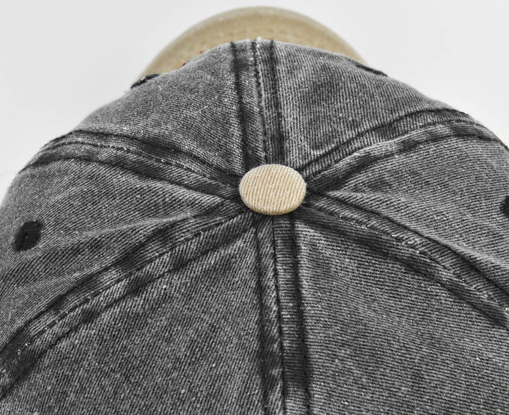 New washed three-dimensional baseball cap with patchwork denim patch embroidered duckbill sunshade hat_voghion.com