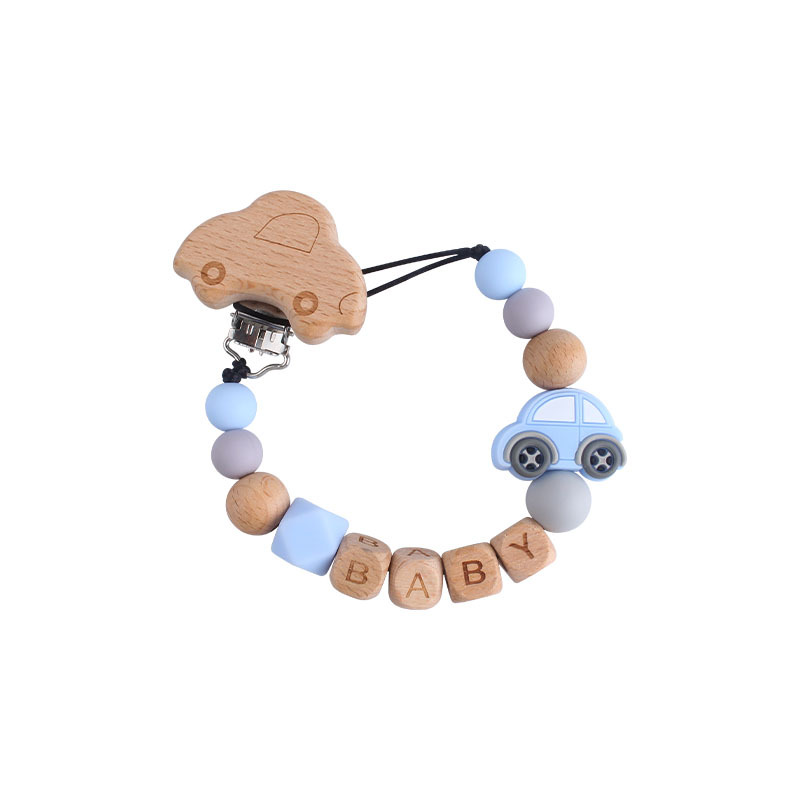 Nueva haya coche chupete clip DIY creativo de dibujos animados de silicona coche bebé nombre chupete cadena