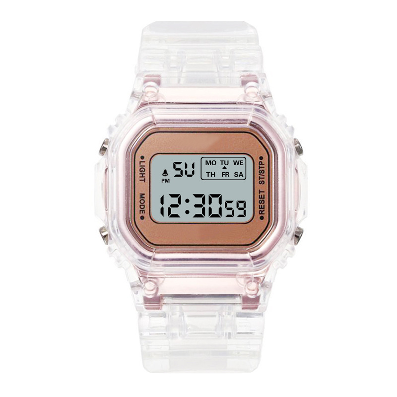 Factory direct for men and women students transparent small square INS network red watch night light waterproof electronic watch