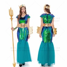 厂家万圣美人鱼女王成人希腊罗马神话女神娜迦装扮服装海妖海神