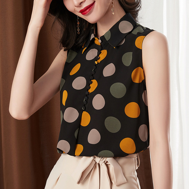 Summer new style loose and versatile Chiffon women’s sleeveless Korean style thin retro Hong Kong style small group shir