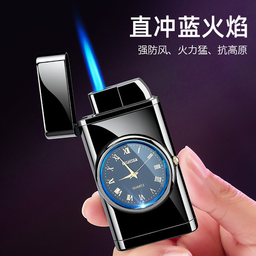 602 watch direct charging inflatable lighter real dial blue light multifunctional lighter personality