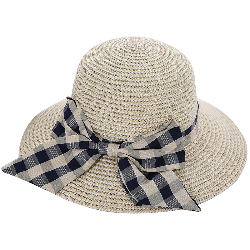 Women's Basic Lattice Bow Knot Bowknot Flat Eaves Straw Hat display picture 10