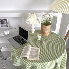INS Korean style tablecloth plaid small fresh cotton linen background cloth linen linen home decoration desk cloth mat