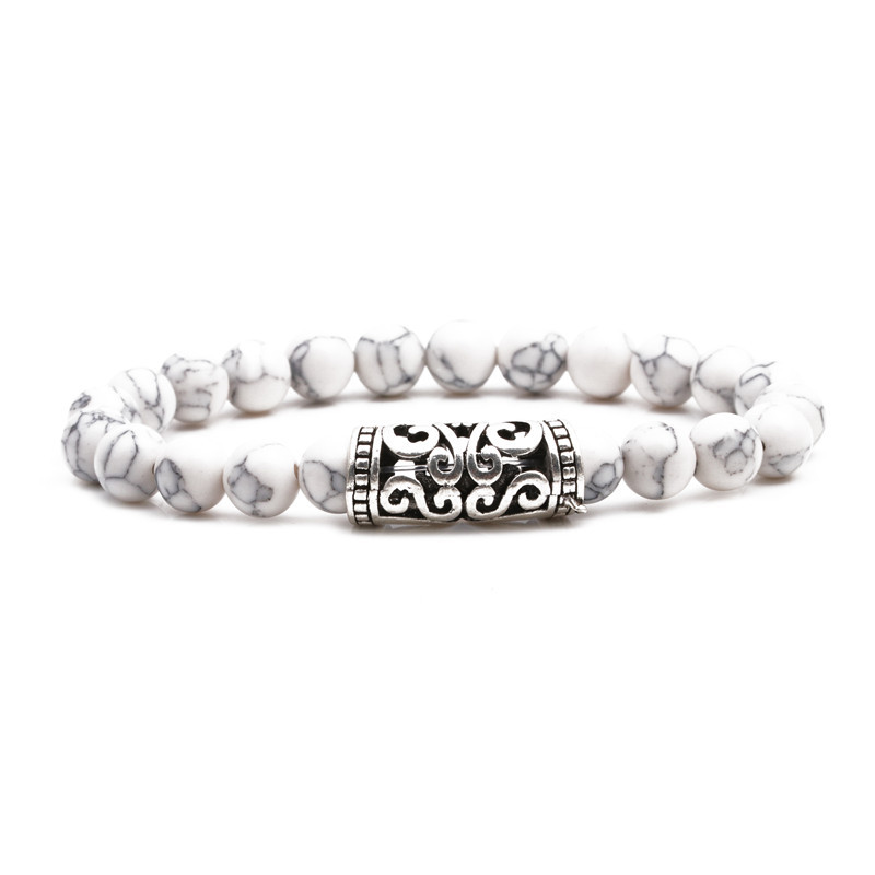 Grenz Überschreiten Der E-commerce-schmuck Weiß-türkis-eule-buddha-kopf-bogen Rohr Anzug Armband Löwenkopf-geister Kopf-perlen Armband display picture 10