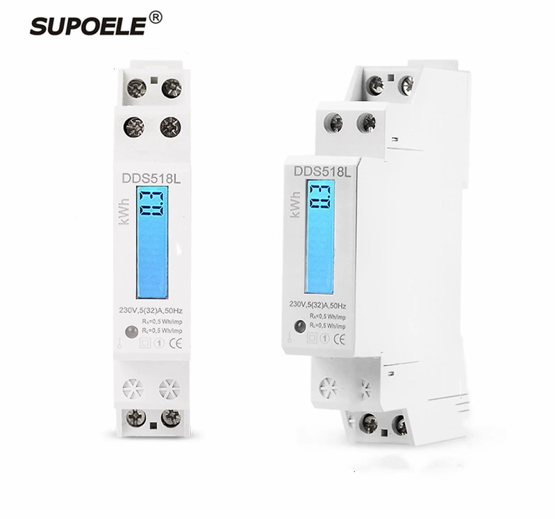 Бытовой интеллектуальный счетчик ватт-часов электронный однофазный 220 В 32А миниатюрный рельсовый тип с подсветкой ЖК-дисплей счетчик ватт-часов