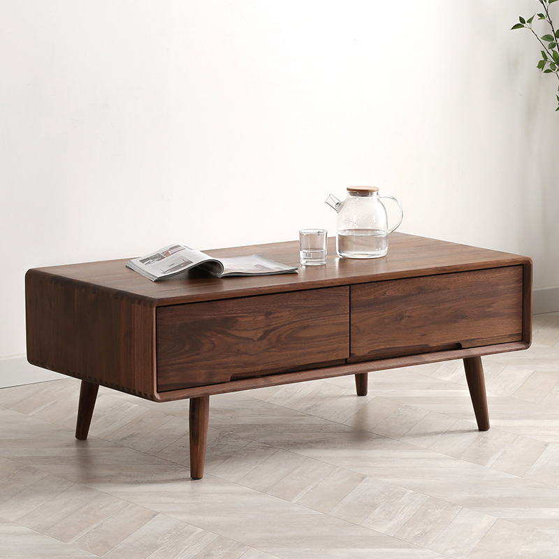 北欧实木茶几现代简约客厅家具定制茶水桌厂家包邮日式胡桃木茶几|ms
