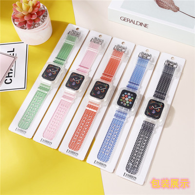 适用iwatch2/3/4/5/6代SE表带编织 透明个性简约苹果一体防摔表带