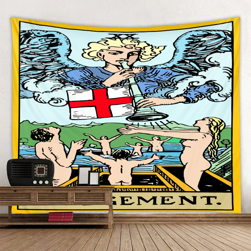 跨境热卖现货批发亚当夏娃系列数码印花挂毯背景布挂布装饰布壁挂