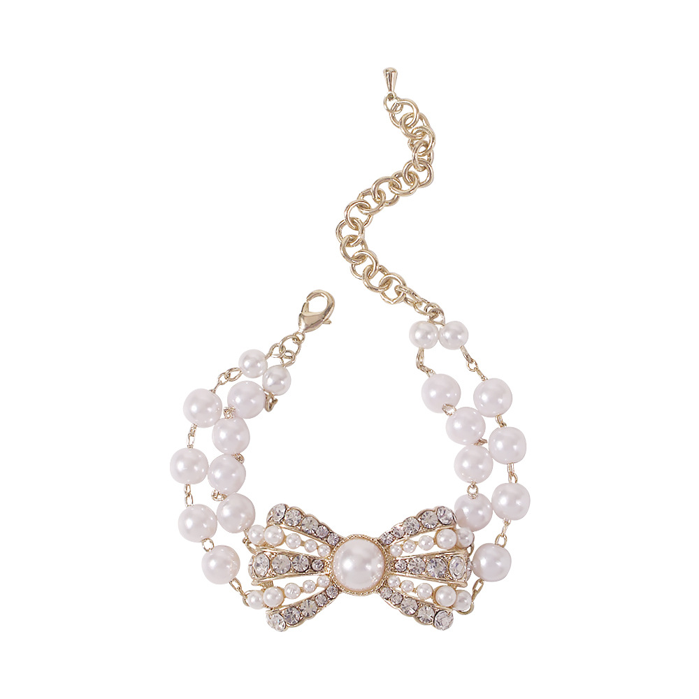 Hot-selling  Palace Luxury Pearl Diamond Earrings Bracelet Necklace Set Wholesale display picture 2