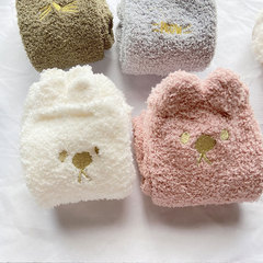 珊瑚絨睡眠襪子女中筒襪冬季保暖加厚居家襪硅膠防滑地板襪睡覺襪