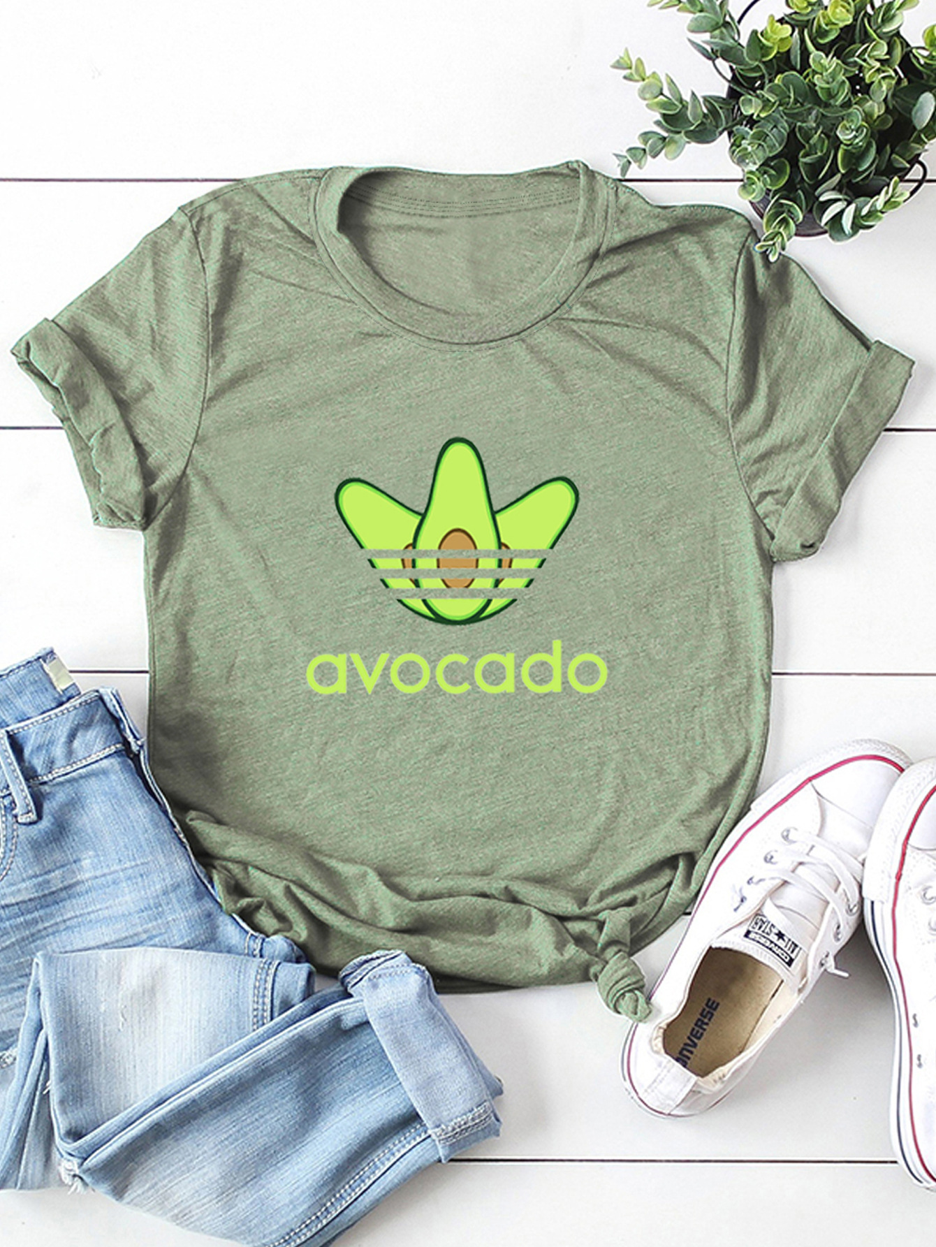 new hot fun funny avocado short-sleeved casual T-shirt NSSN883