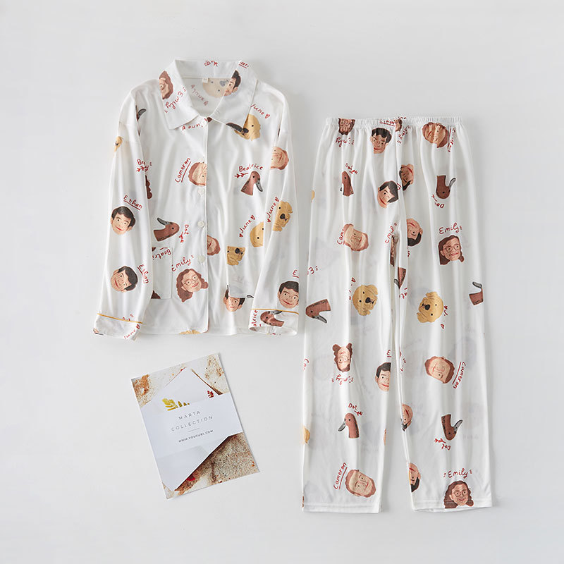 100% pijamas de algodón de las mujeres de primavera y otoño de manga larga de invierno más tamaño pijamas verano traje de mujer homewear se puede usar fuera