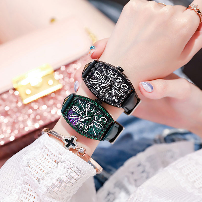 GUOU nuevo reloj de mujer casual cristal estrellado correa de cuarzo calendario tendencia reloj 8200