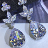 Sophisticated zirconium, universal silver earrings, European style, wholesale