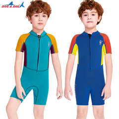 New children's wetsuit men's 2.5mm one-piece warm swimsuit short-sleeved children's thickened cold-proof swimsuit