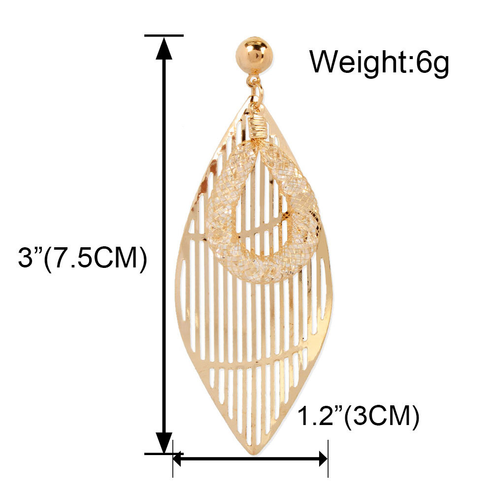 Retro Leaf Earrings Wholesale Simple Metal Mesh Earrings Women display picture 1