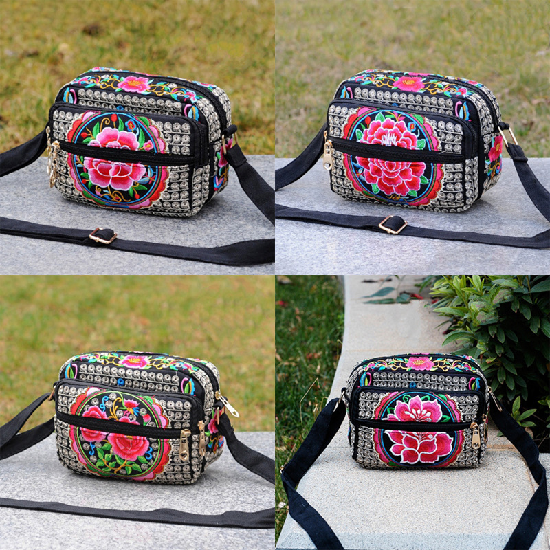 Directo de fábrica Nueva Yunnan estilo étnico bordado bolsa de mensajero de las mujeres bolsa pequeña bolsa ligera simple retro bolsa casual