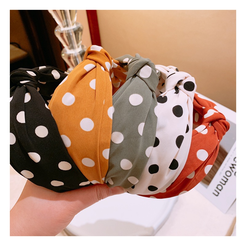 Dongdaemun Koreanische Version Kauf Retro Süße Creme Polka Dot Mitte Knick Doppels Chicht Bequeme All-match-haarband Haarkarte display picture 1