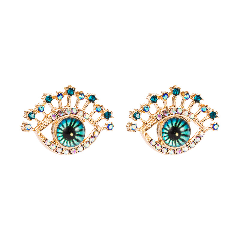 Pendientes Retro De Diamantes De Aleación De Ojo De Diablo Azul De Moda display picture 6