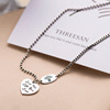 Fashionable trend retro necklace heart shaped with letters, pendant, chain for key bag , accessory