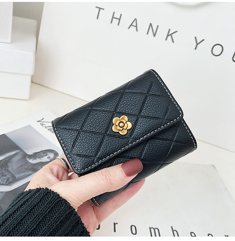 Women's Short Wallet New Sun Flower Embossed Buckle Coin Purse Tri-fold Wallet display picture 5