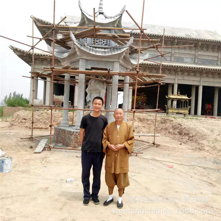 自有矿山定制各种工程石雕凉亭 寺庙中式六角石亭子户外休闲石亭