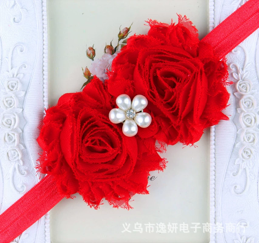 Детская шифоновая tied headband, эластичная украшение для волос из жемчуга, оптом, европейский стиль