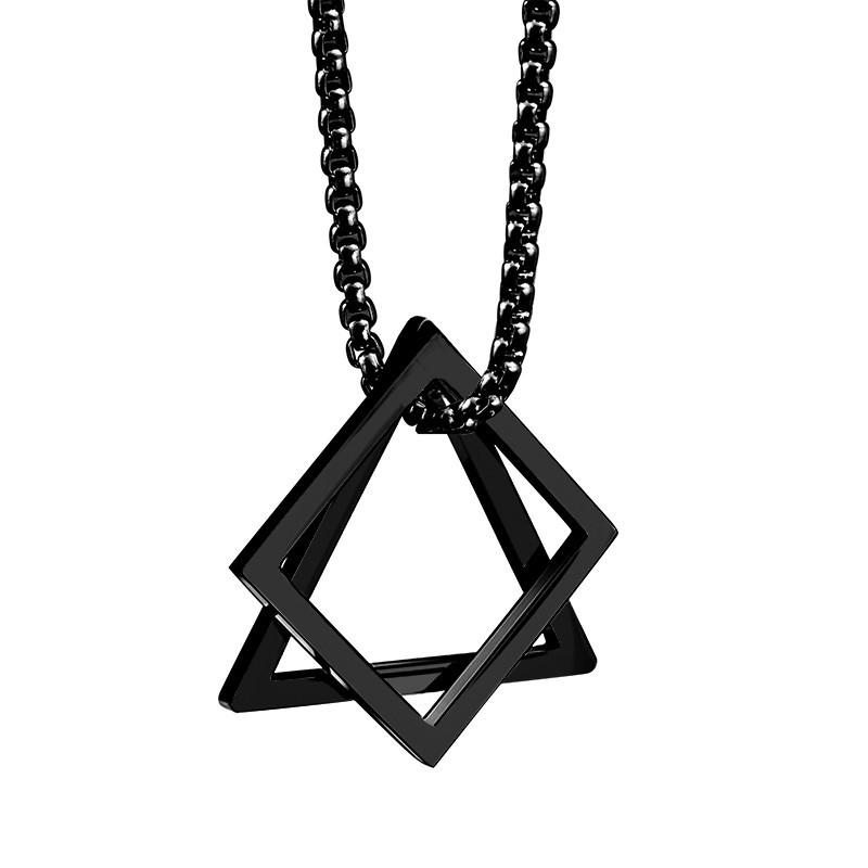 Korean Version Of The Cold Wind Simple Geometric Triangle Combination Necklace Hip-hop Net Red Tide Men And Women Couple Pendants