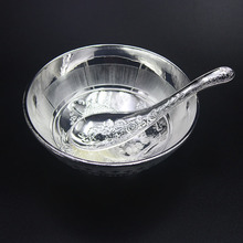 银碗银勺子银筷子餐具三件套五福临门套装工艺品礼品年年有鱼摆件